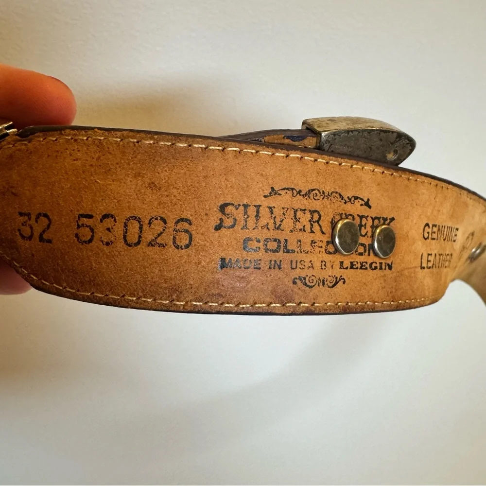 Silver Creek Vintage‎ 90s Y2K Navy Women's Concho Belt 32 Leather Western Animal